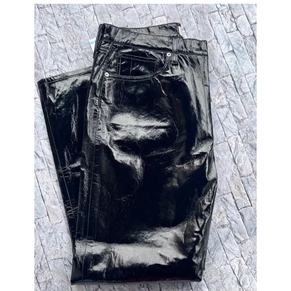 AGOLDE 90s Pinch Waist Recycled Leather Pants High Rise Detox Sz 34 - Picture 7 of 11